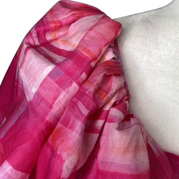 Free People Aureta Ada Mini Dress Fandango Check Cut Outs Short Puff Sleeve - Picture 7 of 15